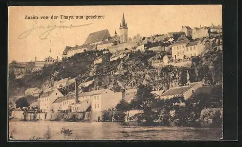 AK Znaim, Teilansicht von der Thaya aus gesehen