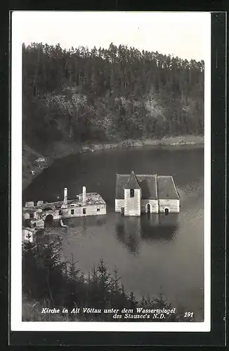 AK Alt-Vöttau, Kirche unter dem Wasserspielgel des Stausees