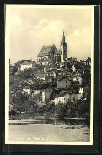AK Znaim an der Thaya N. D., Ortsansicht vom Fluss aus