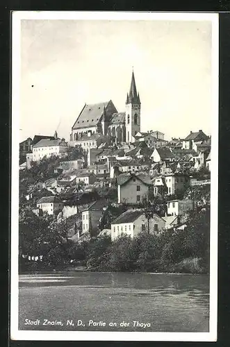 AK Znaim, Ortsansicht von der Thaya aus