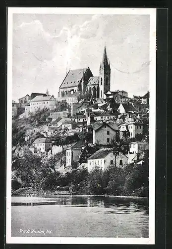 AK Znaim, Ortsansicht von der Thaya aus