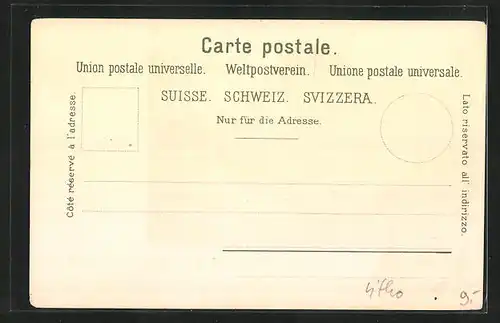 Lithographie Seealp, Gebirgsidylle am See