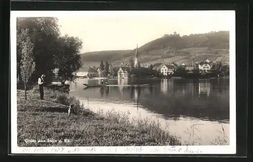 AK Stein a. Rh., Blick in den Ort vom gegenüberliegenden Ufer
