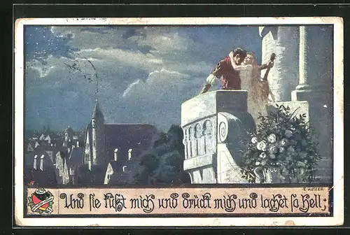 Künstler-AK Ernst Kutzer: Nächtlicher Besuch bei einer Dame