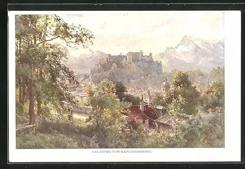 Künstler-AK Edward Theodore Compton: Salzburg, Aussicht vom Kapuzinerberg