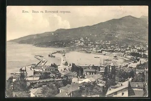AK Jalta, Blick auf den Hafen und die Stadt aus der Vogelschau