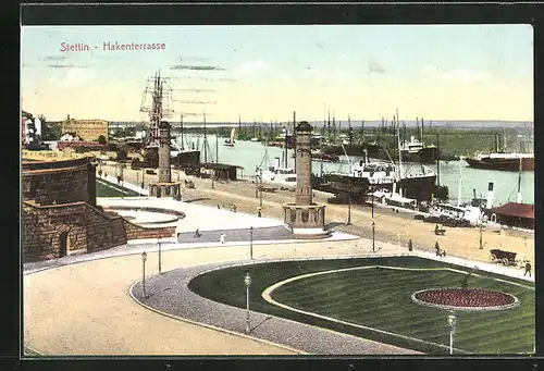 AK Stettin, Hakenterrasse am Hafen