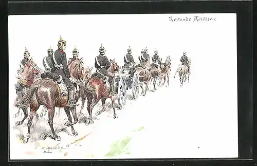 Künstler-AK Carl Becker: Reitende Artillerie