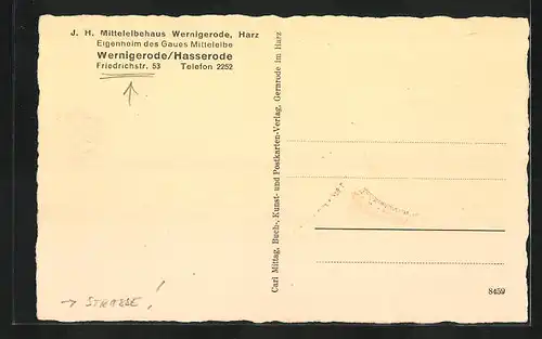 AK Wernigerode /Hasserode, Jugendherberge Mittelelbehaus Wernigerode, Friedrichstrasse 53