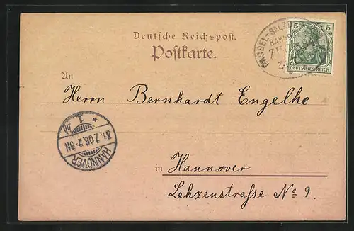 Künstler-AK Einbeck, Teilansicht mit Reitern