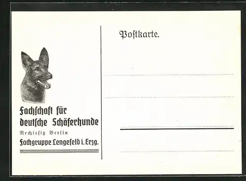 AK Lengefeld i. Erzg., Schäferhund, Faschschaft für deutsche Schäferhunde