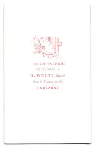 Fotografie Heer-Tschudi, Lausanne, 20, Rue St. Francois, Portrait charmanter Herr im Anzug mit Krawatte