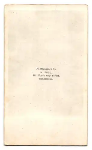 Fotografie S. Fuld, Baltimore, 163, North Gay Street, Portrait bürgerlicher Herr mit Backenbart