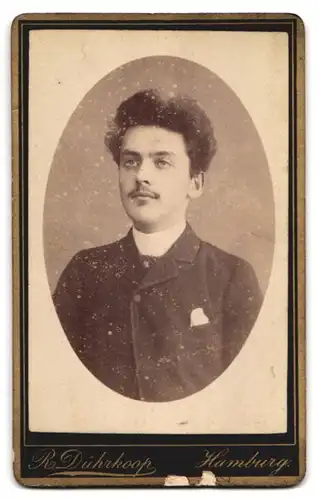 Fotografie R. Dührkoop, Hamburg, Ferdinandstr. 43, Portrait Dame im Seitenprofil mit Fächer und Schmetterling