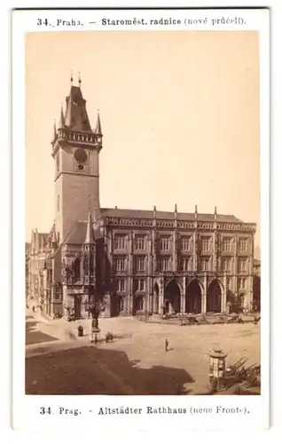 Fotografie F. Fridrich, Prag, Ansicht Prag, Altstädter Rathaus / Staromest radnice mit Litfasssäule