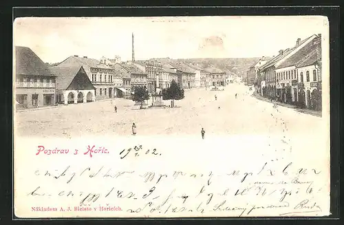 AK Horice, Marktplatz mit Besuchern
