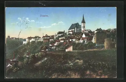 AK Znaim, Kirche auf Berg