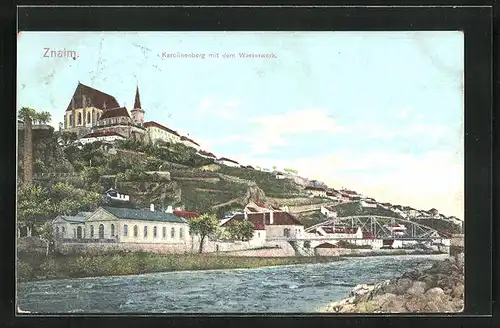 AK Znaim, Karolinenberg mit Wasserwerk