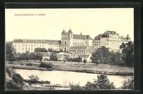 AK Znaim, Klosterbruck, Flusspartie vor Schloss