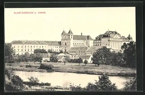 AK Znaim, Klosterbruck, Fluss vor dem Kloster