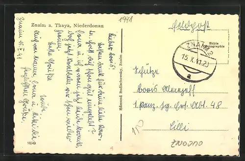 AK Znaim, Haus an Klippe, Flusspartie