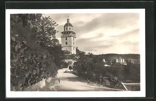 AK Mähr. Kromau, Strassenpartie vor dem Schloss