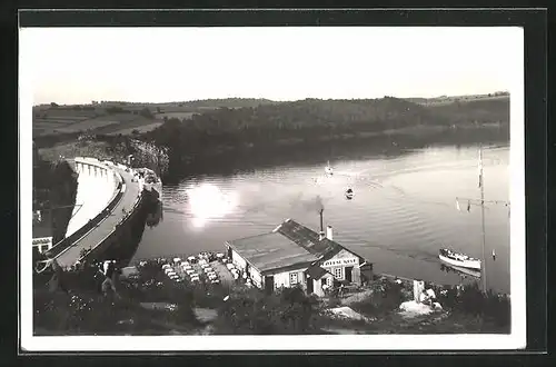 AK Vranov n. D. Prehrada, Talsperre, Boote auf dem Stausee