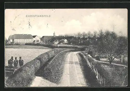 AK Christiansfeld, Strassenpartie vor dem Ort