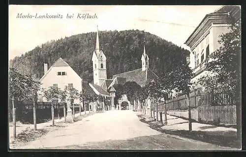 AK Maria-Lankowitz b. Köflach, Strassenpartie mit Kirche