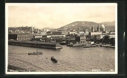 AK Rio de Janeiro, Hafenpartie mit Schiffen aus der Vogelschau