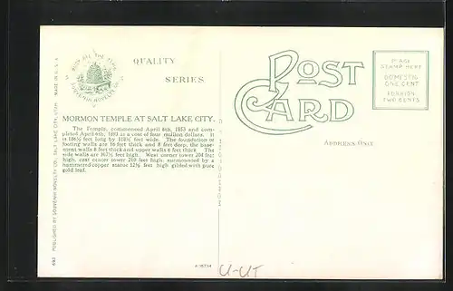 AK Salt Lake City, UT The Mormon Temple