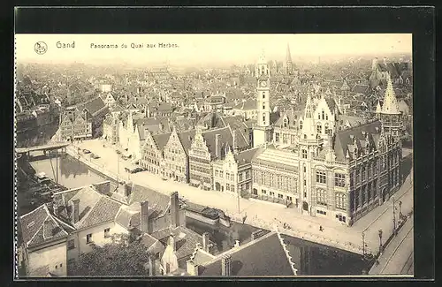 AK Gand, Panorama du Quai aux Herbes