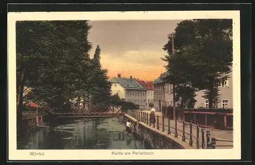 AK Rehau, Partie am Perlenbach bei Sonnenuntergang