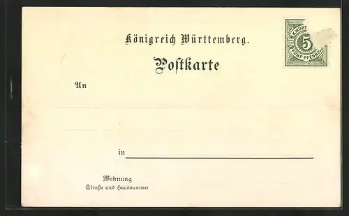 Lithographie Degerloch-Stuttgart, Verschiedene Ansichten der Stadt mit Bergbahn