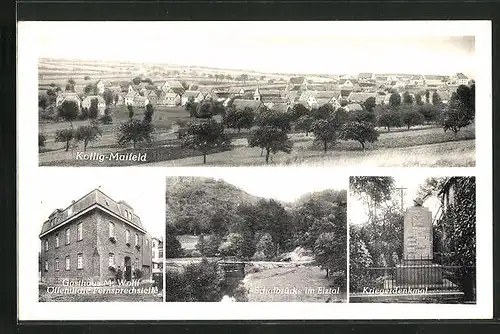 AK Kollig-Maifeld, Gasthaus M. Wolff, Schafbrücke im Elztal, Kriegerdenkmal