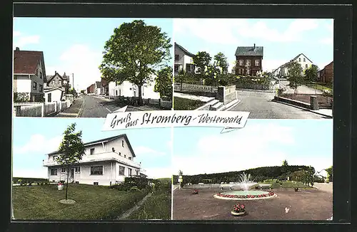 AK Stromberg /Westerwald, Strassenpartie mit Gebäudeansicht, Ortspartie, Brunnen