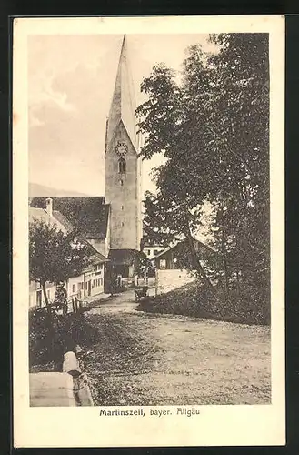 AK Martinszell, Ortsansicht mit Kirche