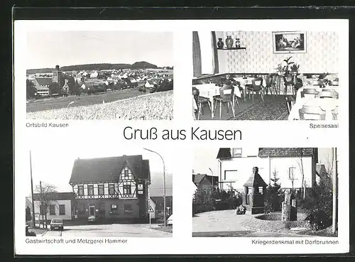 AK Kausen, Gastwirtschaft Hammer, Kriegerdenkmal