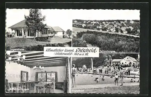 AK Ehlscheid /Westerwald, Jugendheim, Aufenthaltsraum, Strandbad