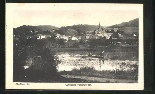 AK Waldbreitbach /Wiedbachtal, Panorama am Flussufer
