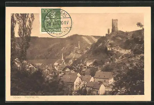 AK Monreal /Eifel, Panorama mit Burgturm
