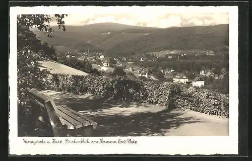 AK Wernigerode a. Harz, Brockenblick vom Hermann-Löns-Platz