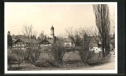 Foto-AK Nesselwang, Panorama mit Kirchturm