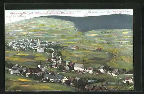 AK Oberwiesenthal, Panorama mit Unter- und Böhmisch-Wiesenthal