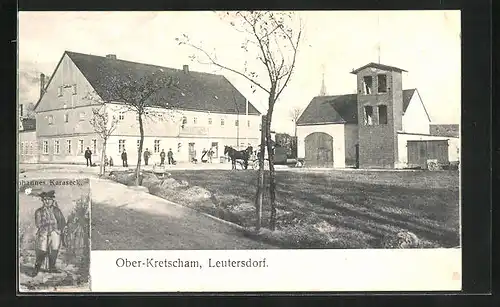 AK Leutersdorf, Gasthof Ober-Kretscham, Johannes Karaseck