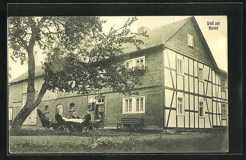 AK Nassen, Ortspartie mit Fachwerkhaus
