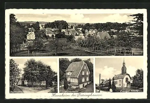 AK Hunsheim bei Dieringhausen, Mütterheim, Baptistenkapelle, Evangelische Kirche