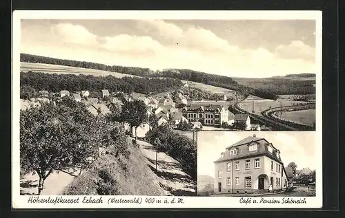 AK Erbach / Westerwald, Gasthaus und Pension Schöneich, Totalansicht