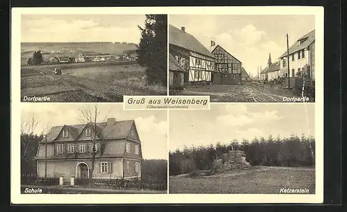 AK Weisenberg / Oberwesterwaldkreis, Schule, Ketzerstein, Ortspartie