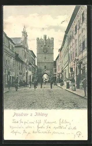 AK Jihlava, Altstadt mit historischem Portal